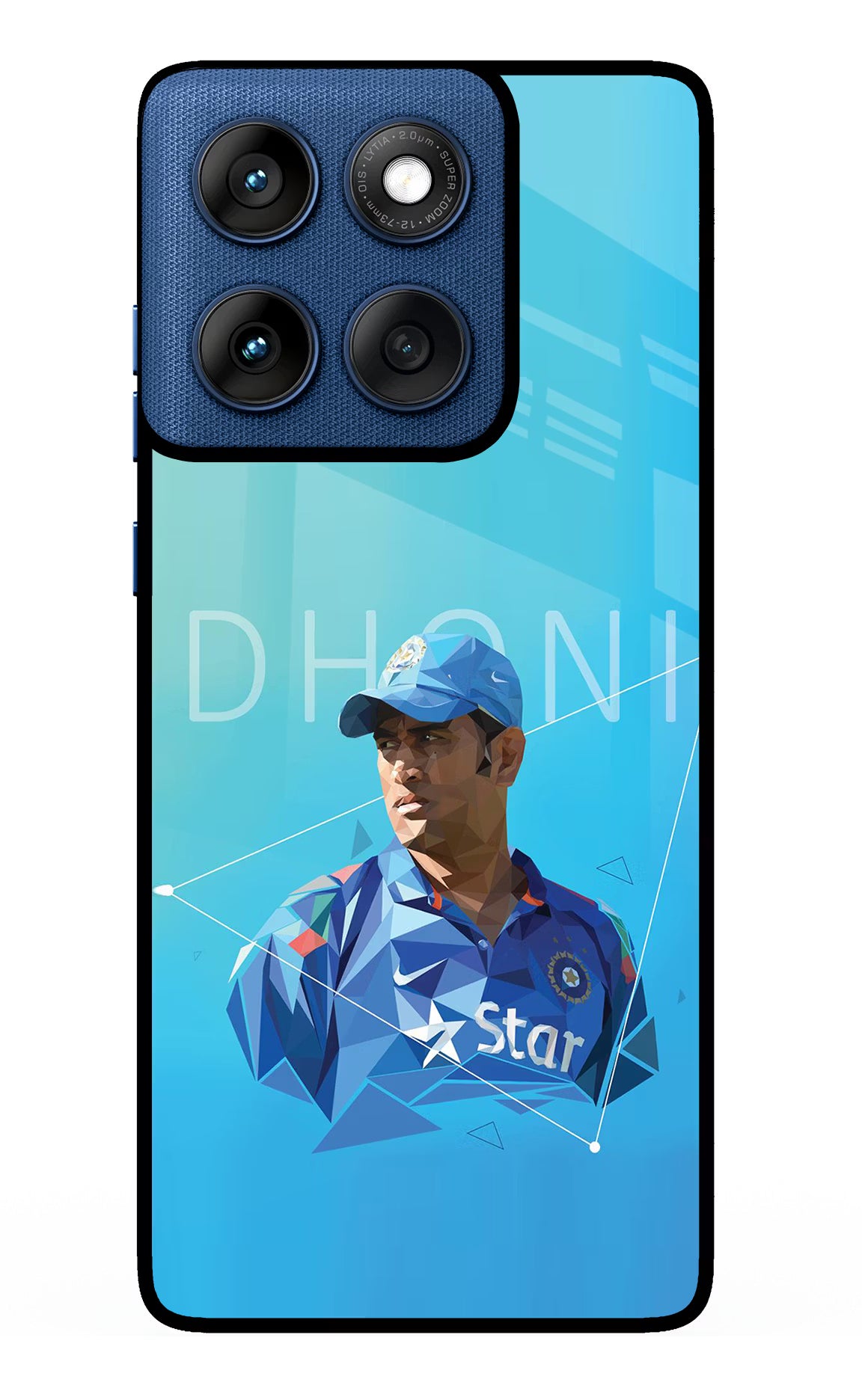 Dhoni Artwork Moto Edge 60 Glass Case Back Cover by Casekaro