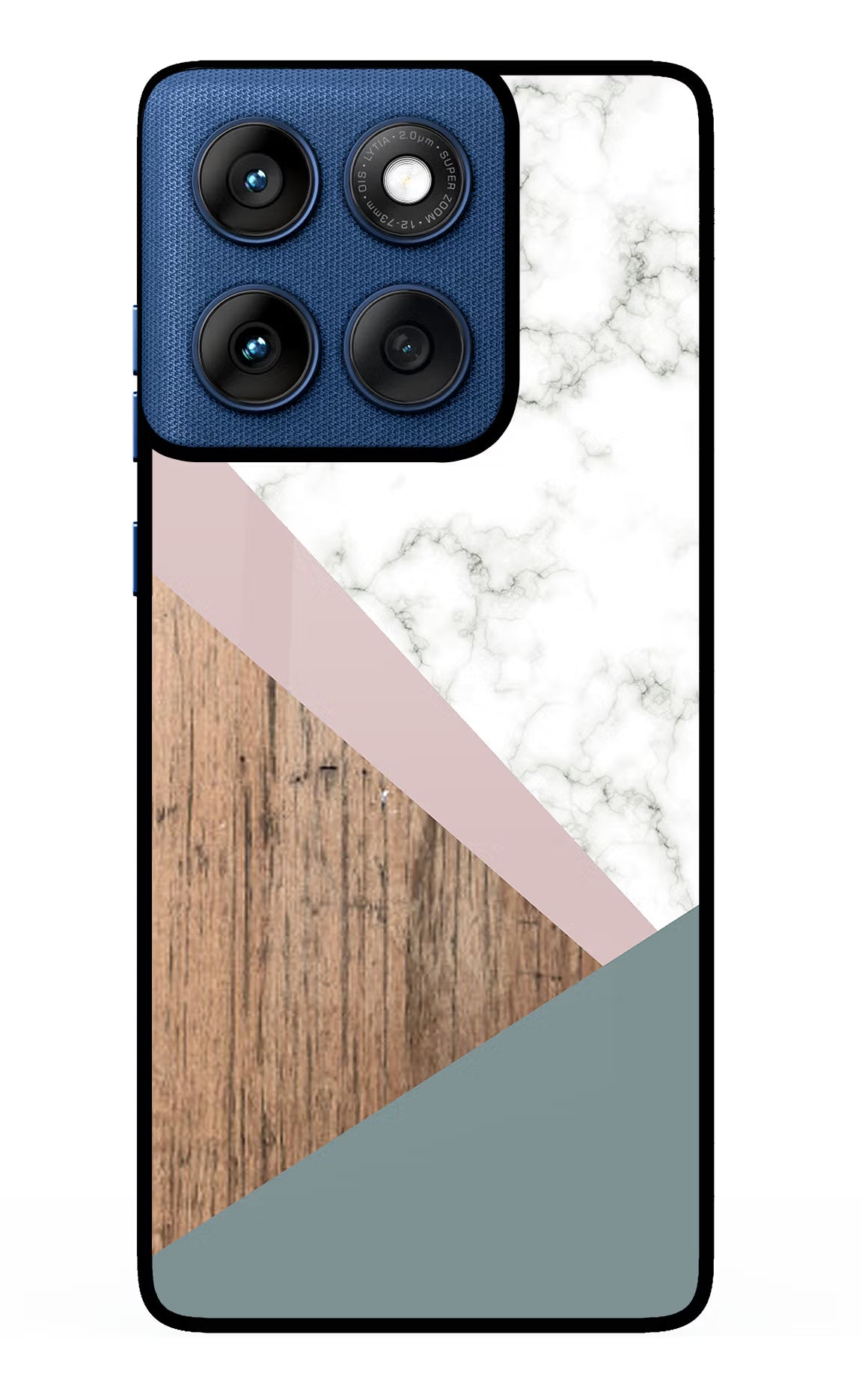 Marble wood Abstract Moto Edge 60 Glass Case Back Cover by Casekaro