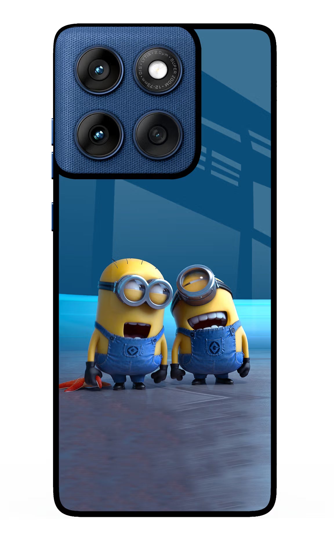 Minion Laughing Moto Edge 60 Glass Case Back Cover by Casekaro