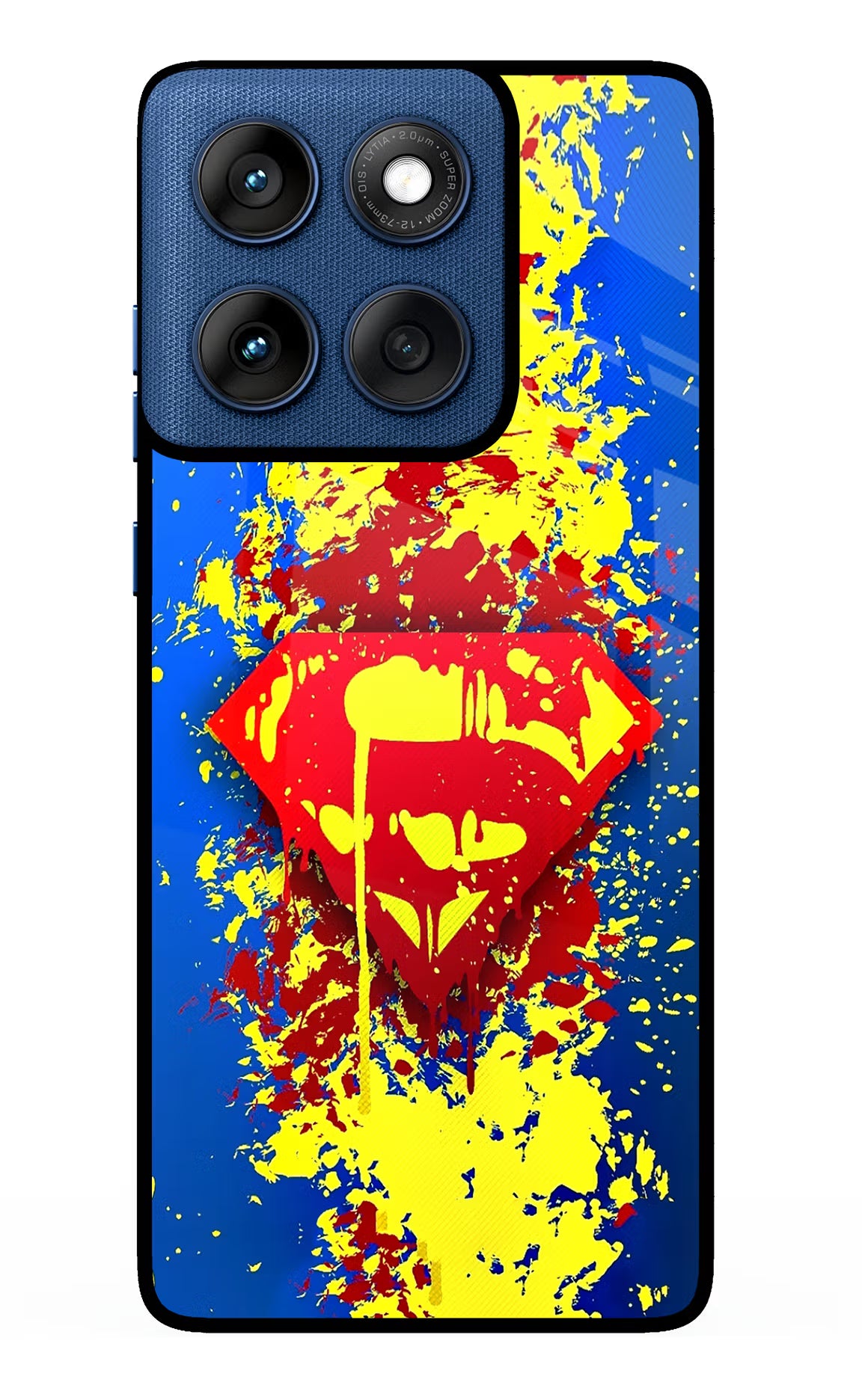 Superman logo Moto Edge 60 Glass Case Back Cover by Casekaro