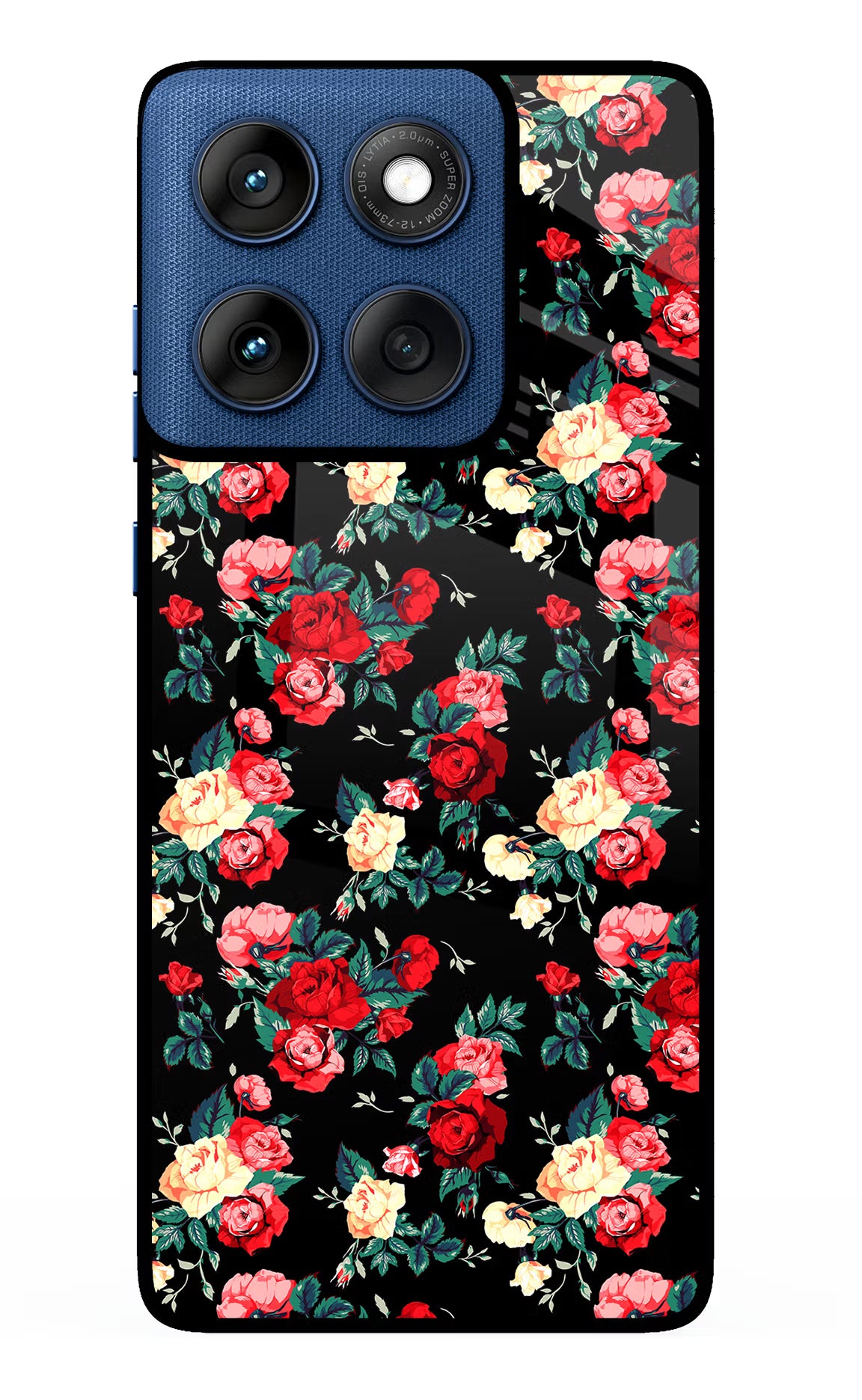 Rose Pattern Moto Edge 60 Glass Case Back Cover by Casekaro