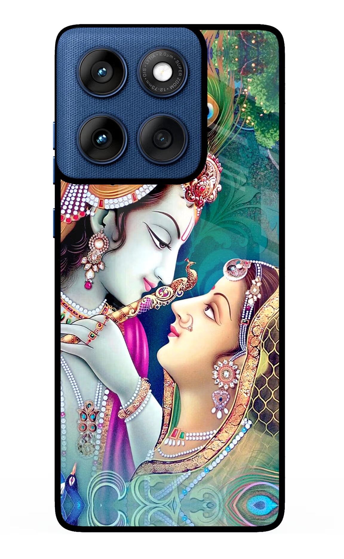 Lord Radha Krishna Moto Edge 60 Glass Case Back Cover by Casekaro