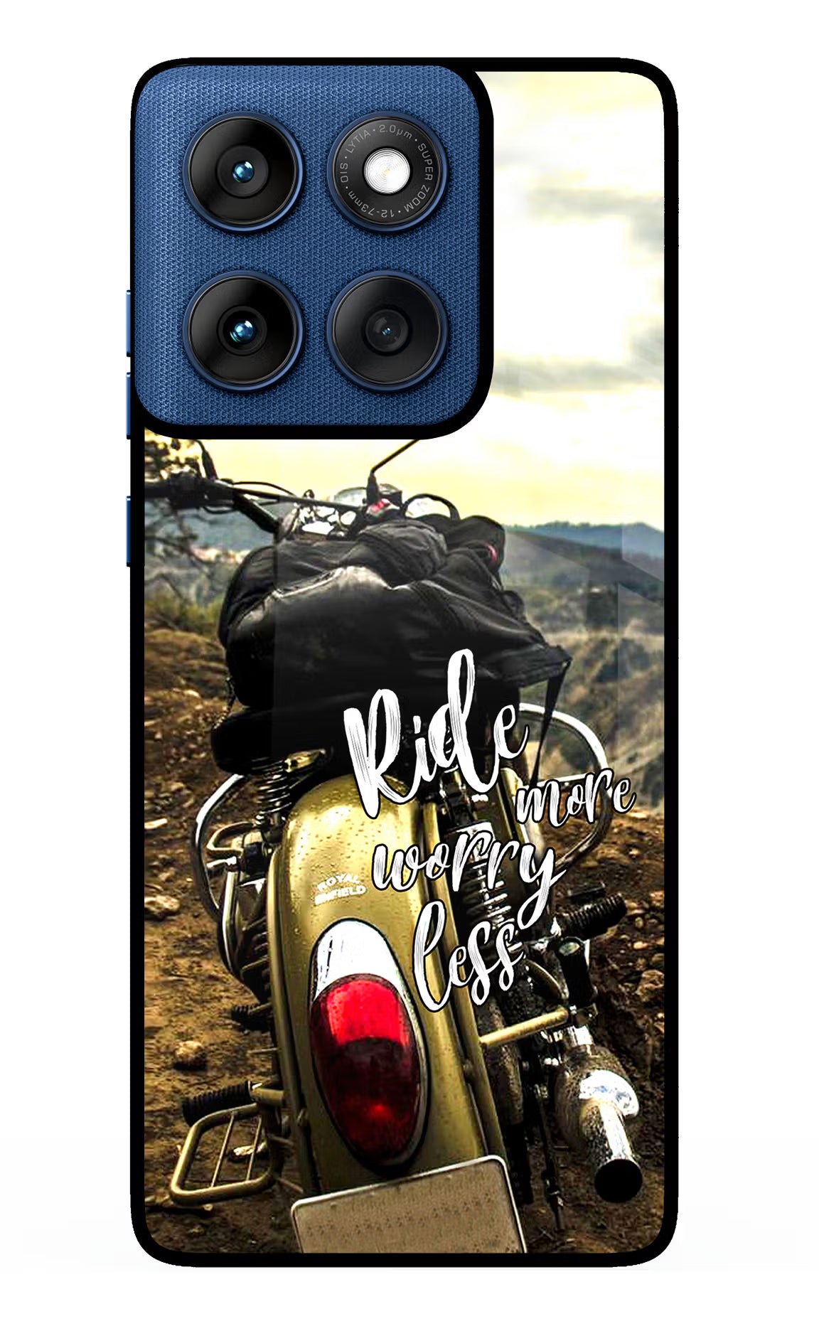 Ride More Worry Less Moto Edge 60 Glass Case Back Cover by Casekaro