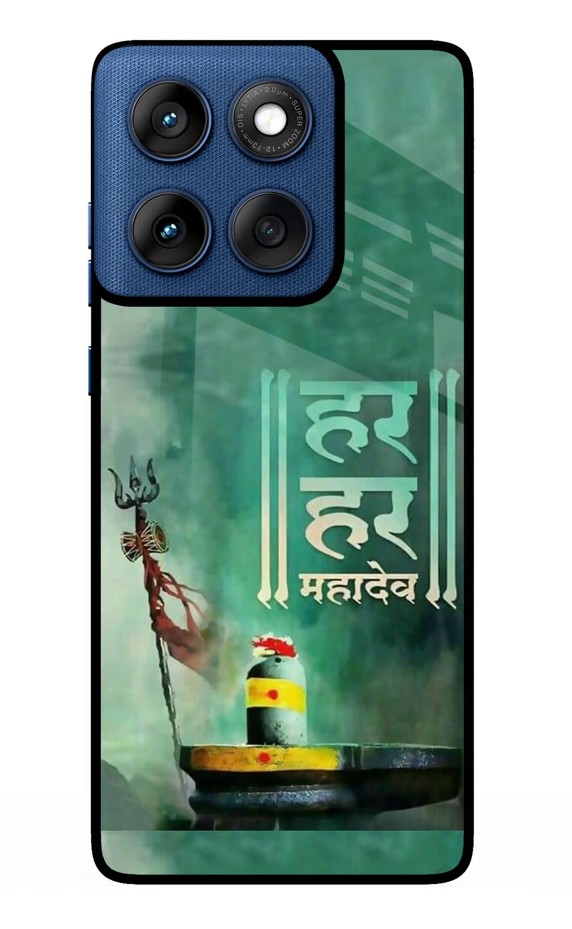 Har Har Mahadev Shivling Moto Edge 60 Glass Case Back Cover by Casekaro