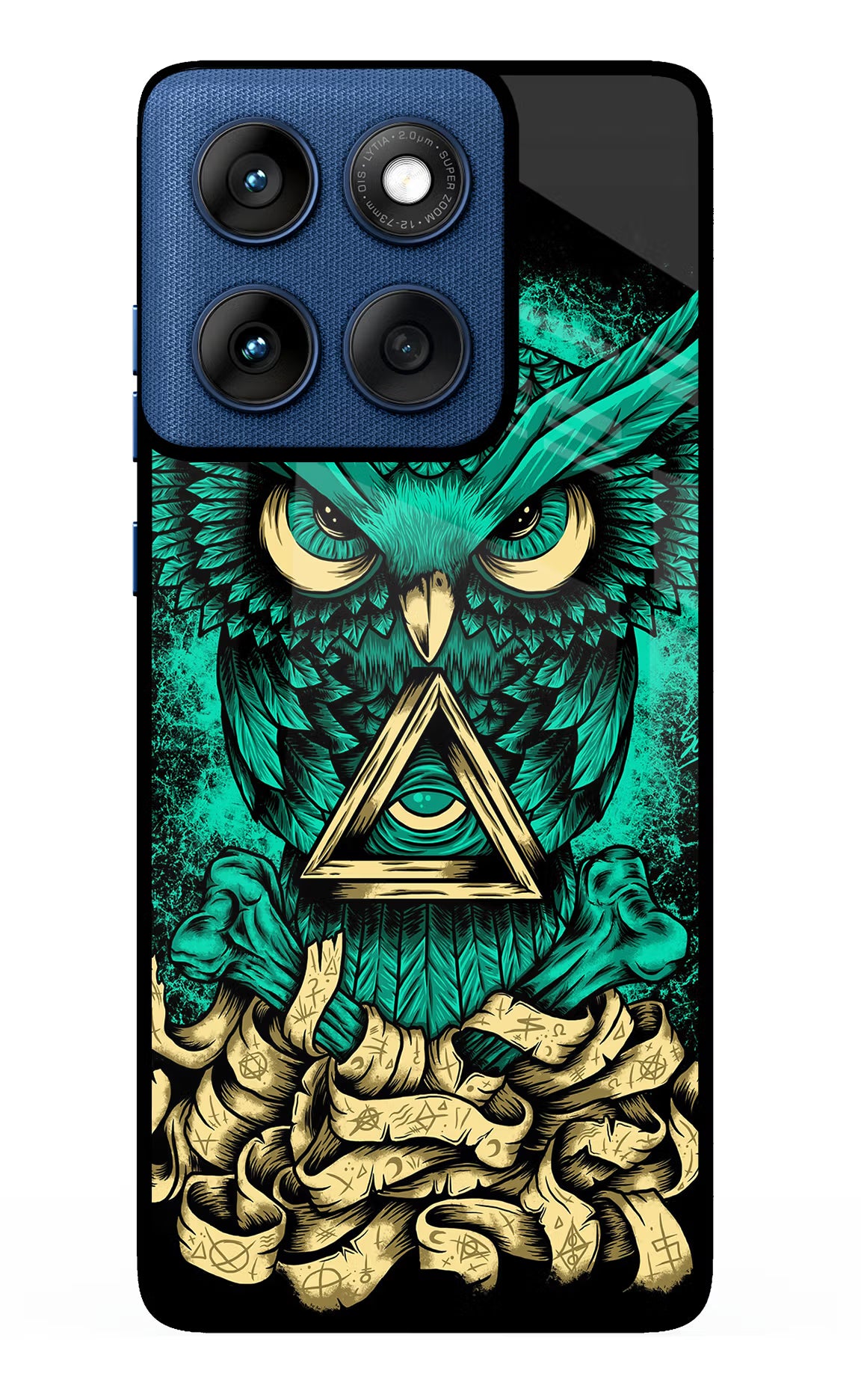 Green Owl Moto Edge 60 Glass Case Back Cover by Casekaro