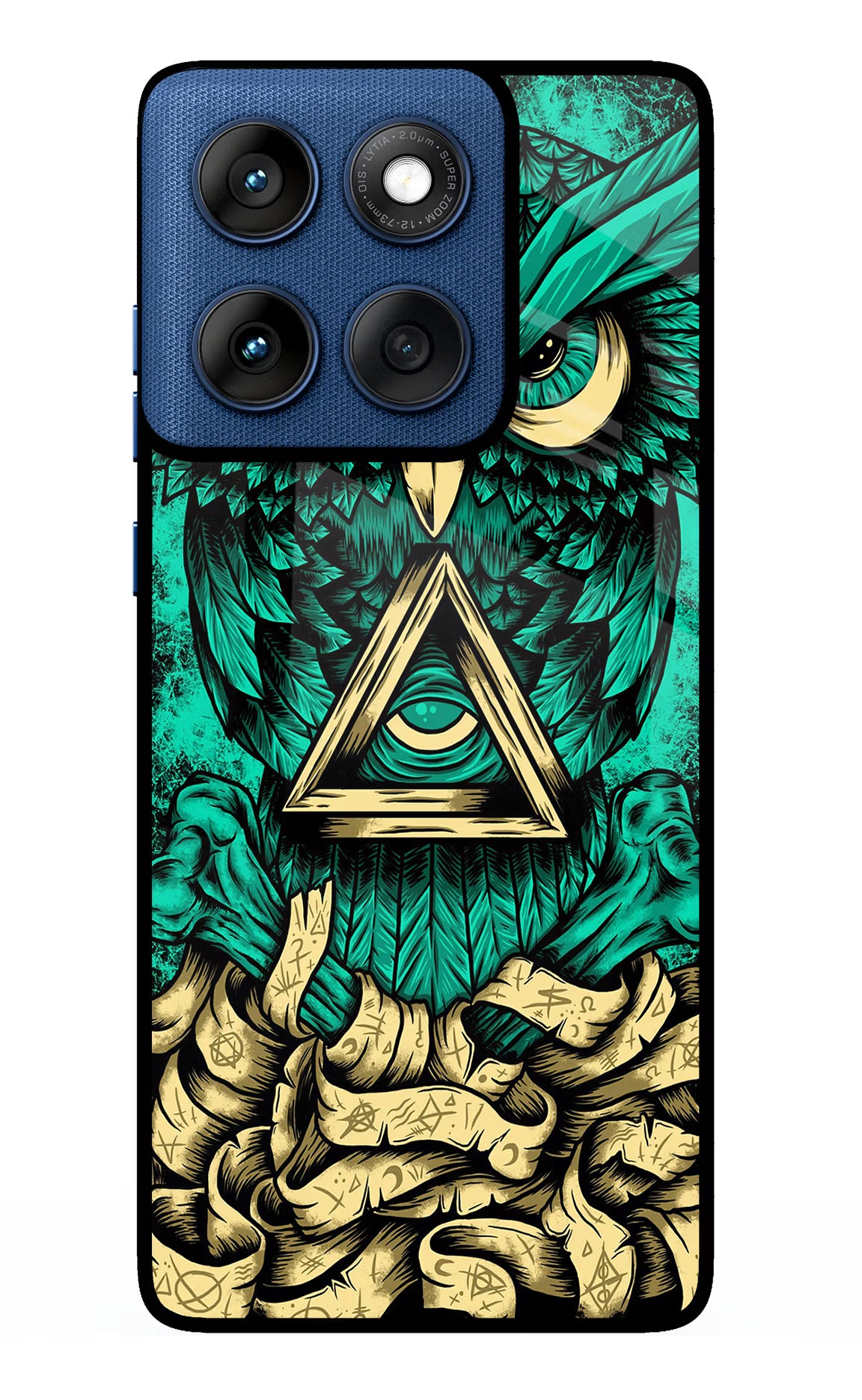 Green Owl Moto Edge 60 Glass Case Back Cover by Casekaro