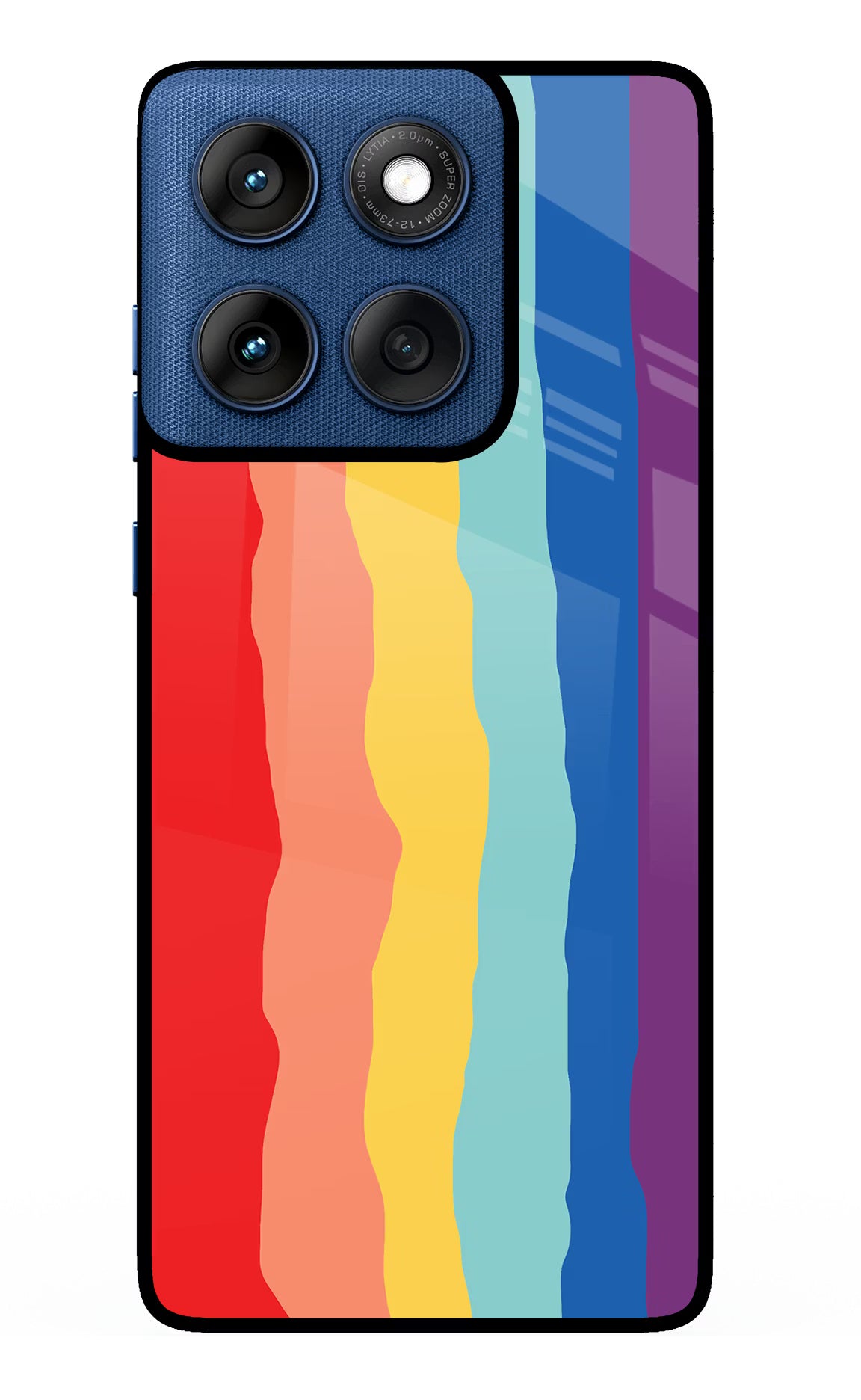 Rainbow Moto Edge 60 Glass Case Back Cover by Casekaro