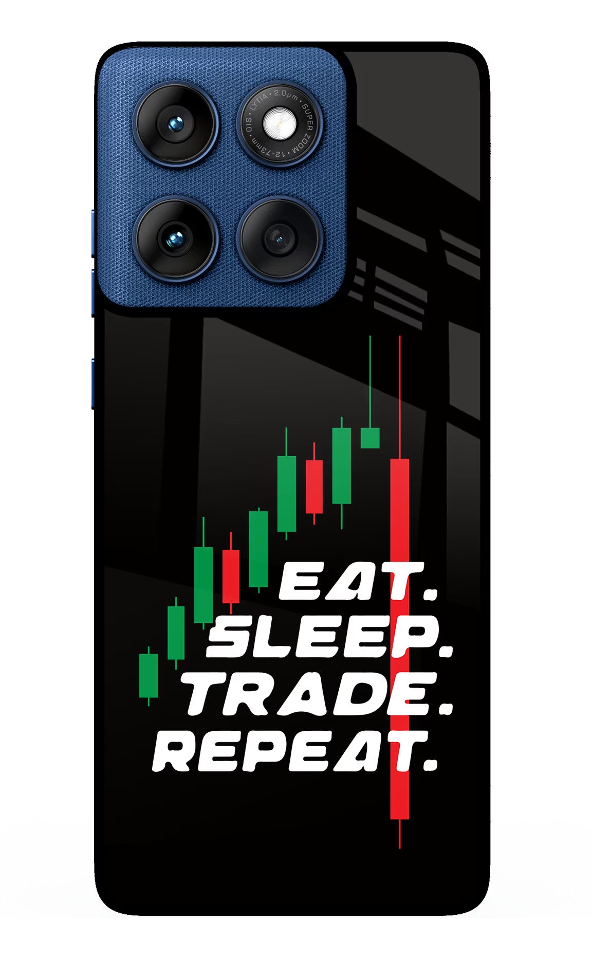 Eat Sleep Trade Repeat Moto Edge 60 Glass Case Back Cover by Casekaro
