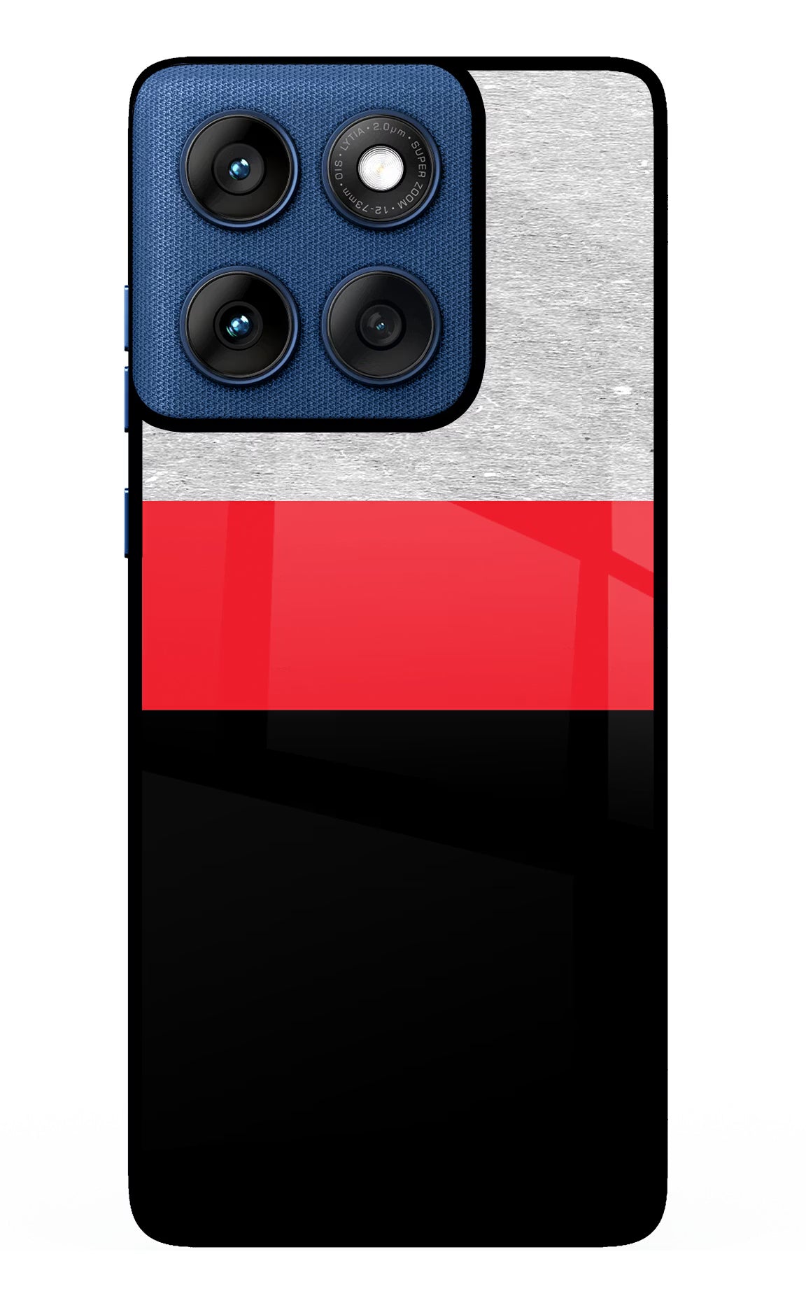 Tri Color Pattern Moto Edge 60 Glass Case Back Cover by Casekaro