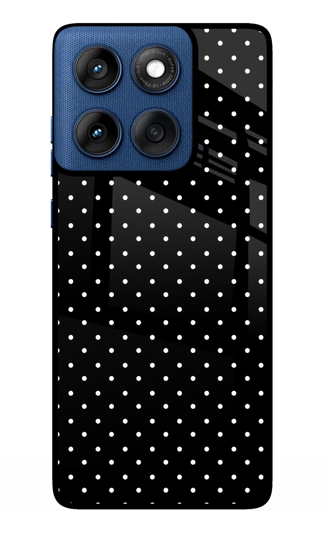 White Dots Moto Edge 60 Glass Case Back Cover by Casekaro