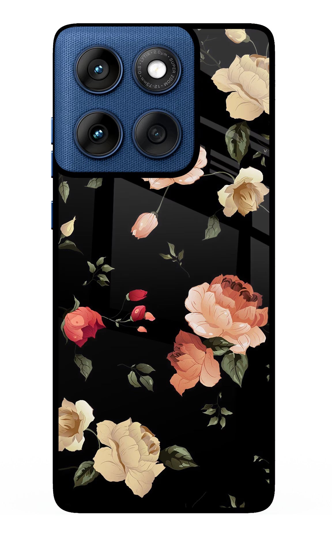 Flowers Moto Edge 60 Glass Case Back Cover by Casekaro