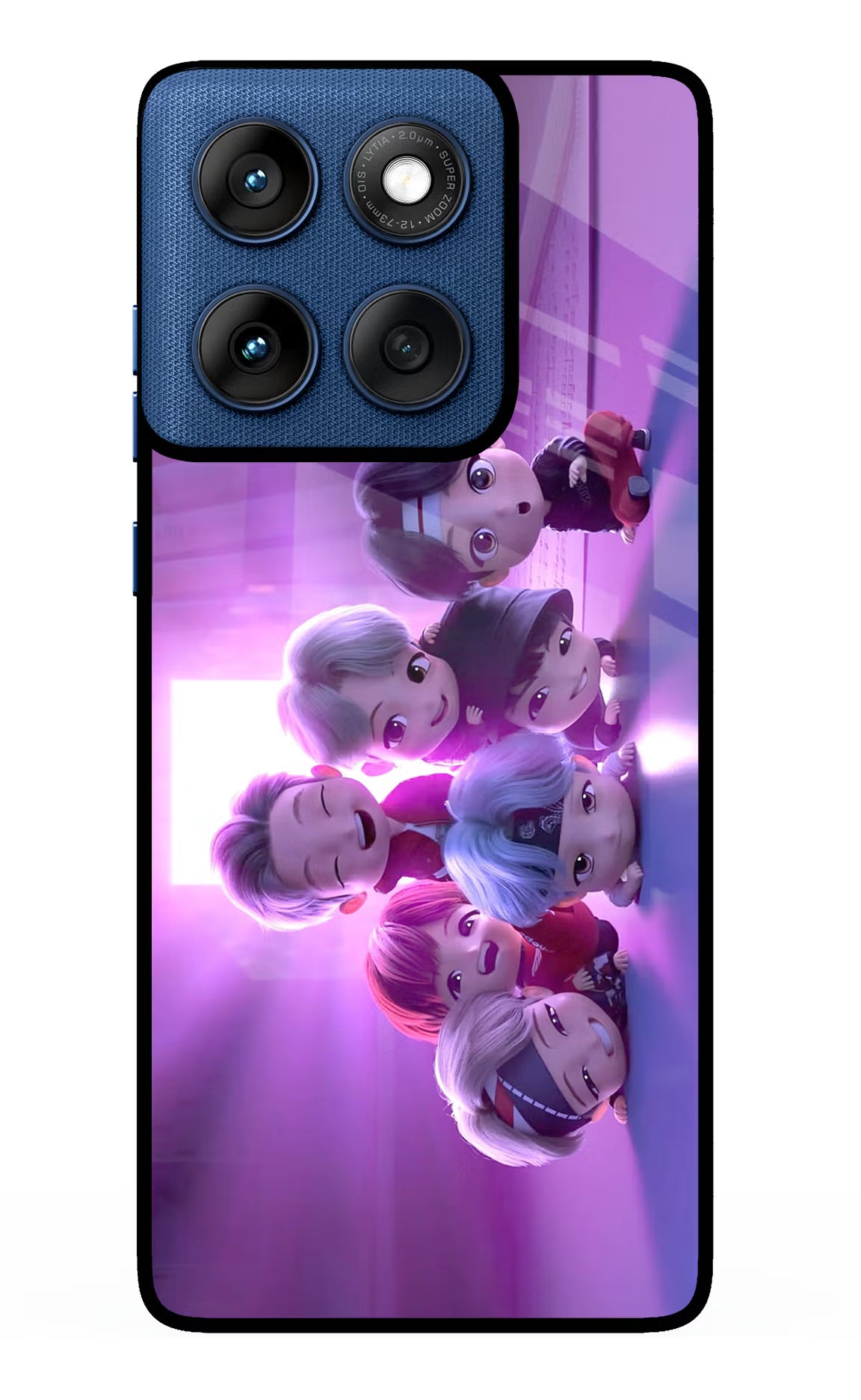 BTS Chibi Moto Edge 60 Glass Case Back Cover by Casekaro