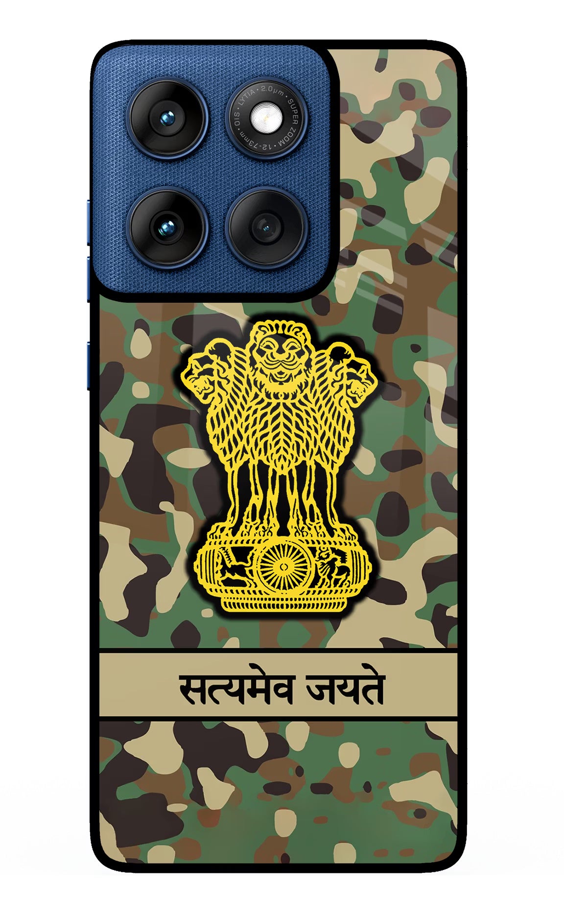 Satyamev Jayate Army Moto Edge 60 Glass Case Back Cover by Casekaro