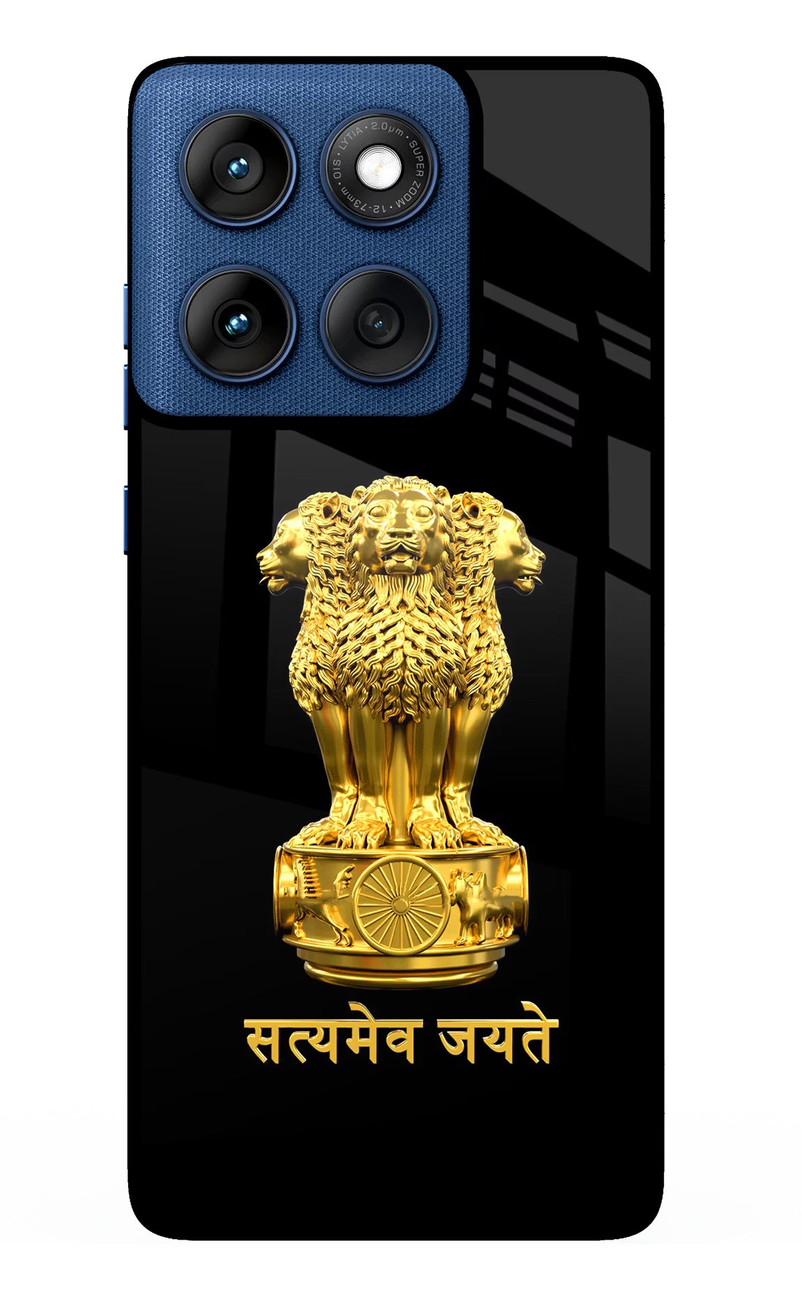 Satyamev Jayate Golden Moto Edge 60 Glass Case Back Cover by Casekaro