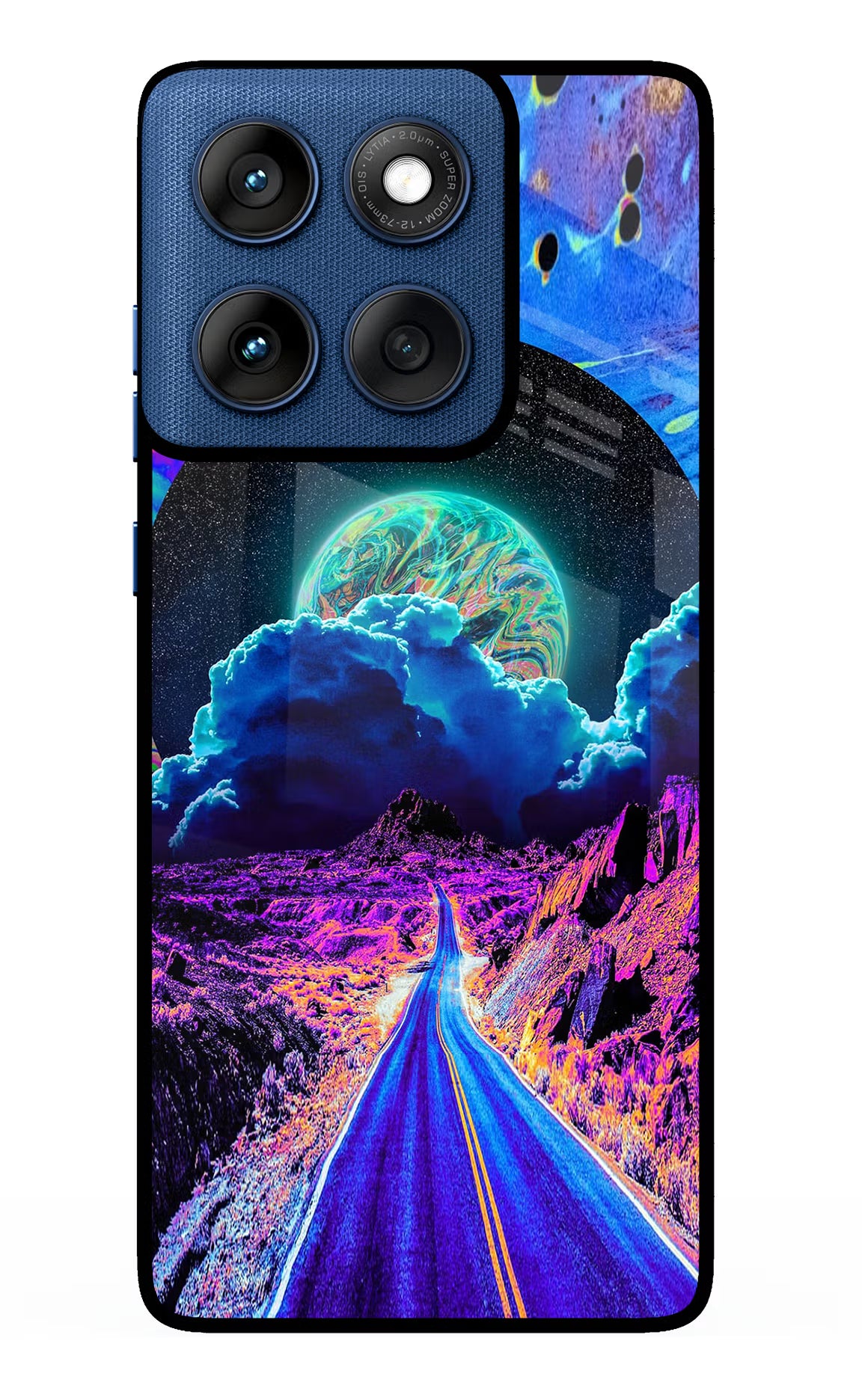 Psychedelic Painting Moto Edge 60 Glass Case Back Cover by Casekaro