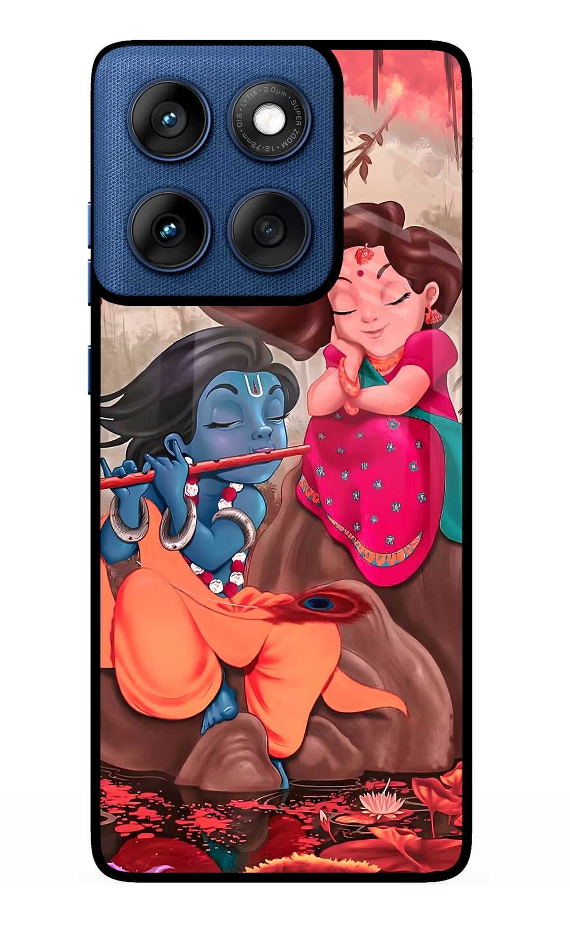 Radhe Krishna Moto Edge 60 Glass Case Back Cover by Casekaro