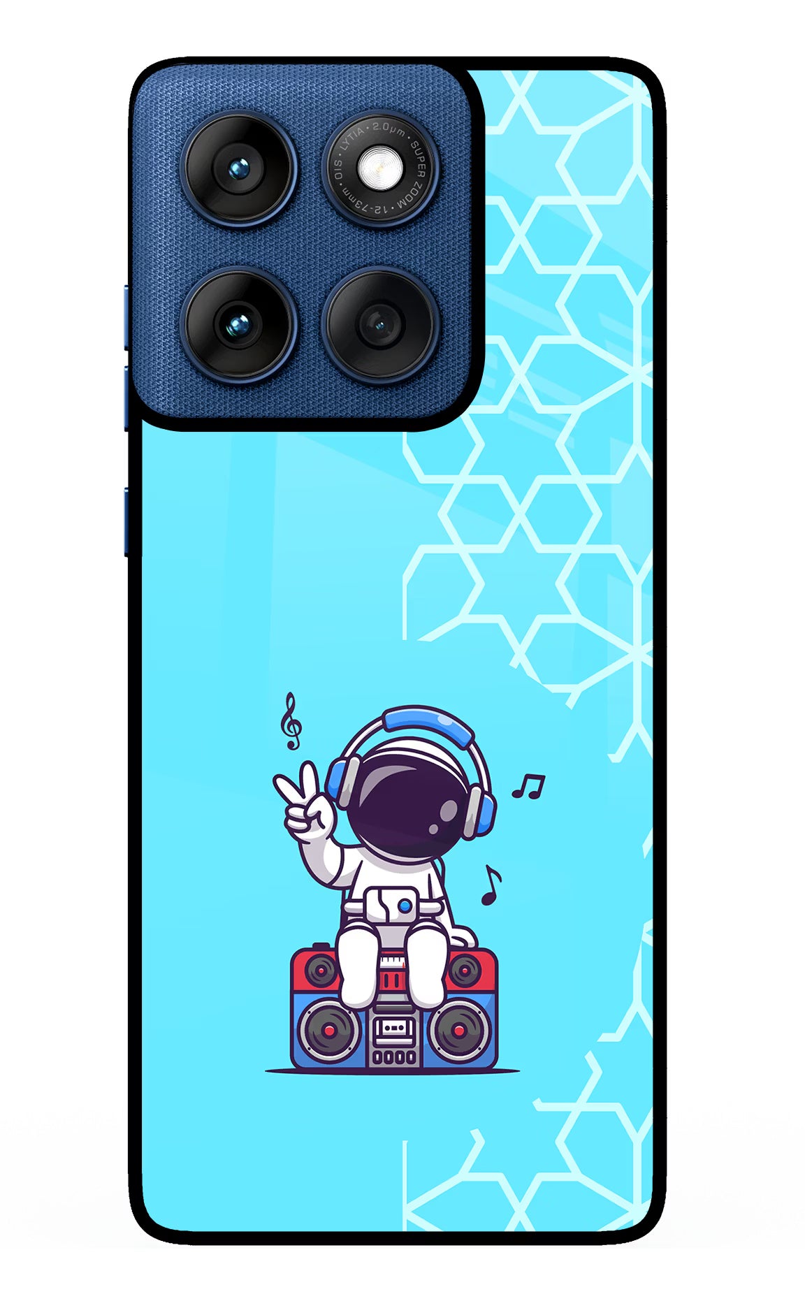 Cute Astronaut Chilling Moto Edge 60 Glass Case Back Cover by Casekaro