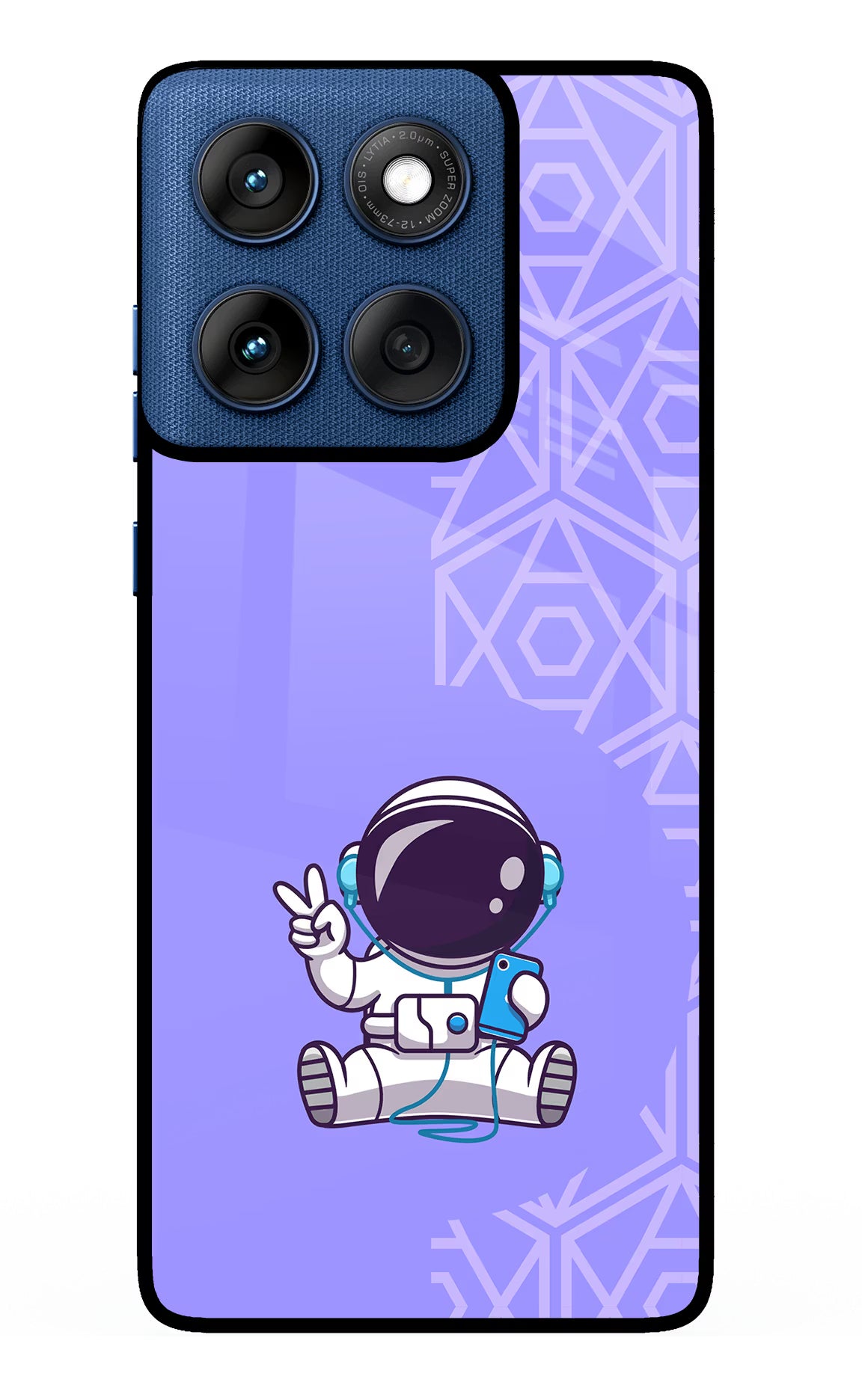 Cute Astronaut Chilling Moto Edge 60 Glass Case Back Cover by Casekaro