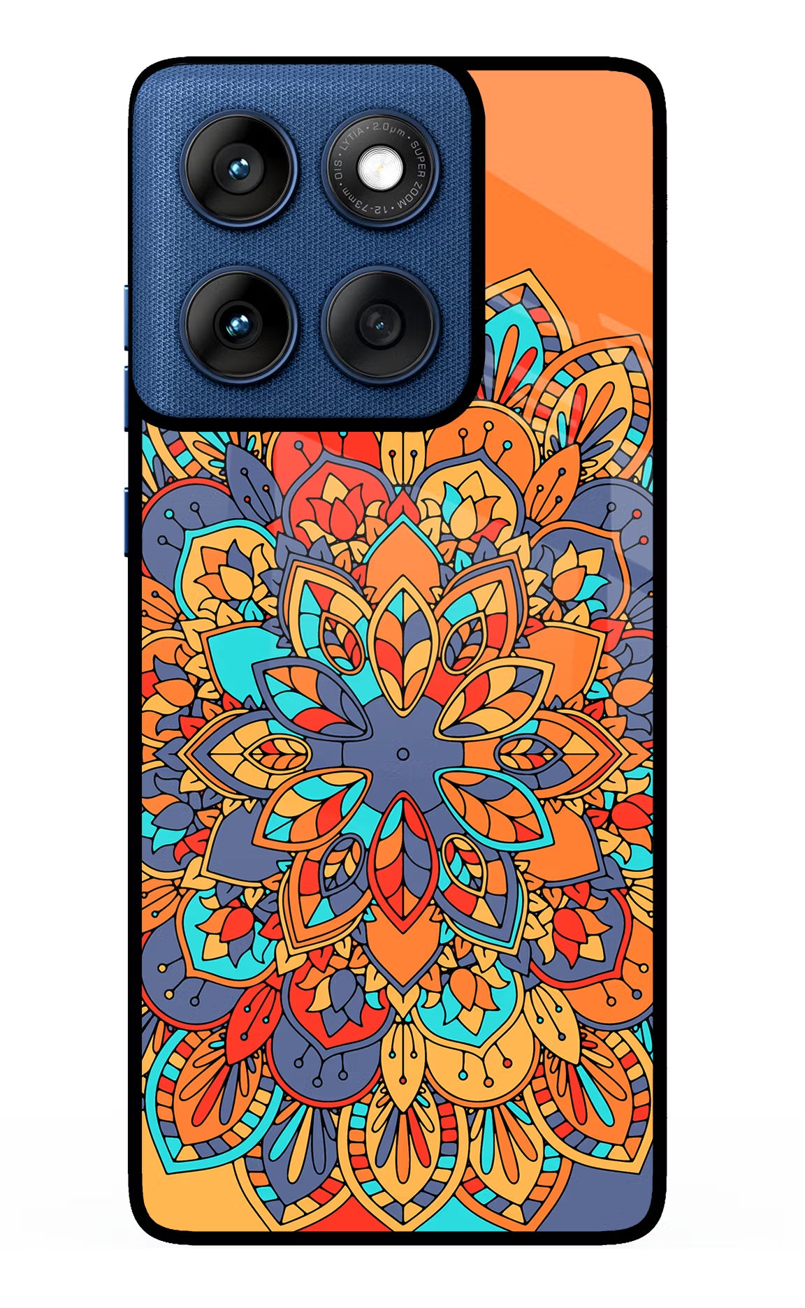 Color Mandala Moto Edge 60 Glass Case Back Cover by Casekaro