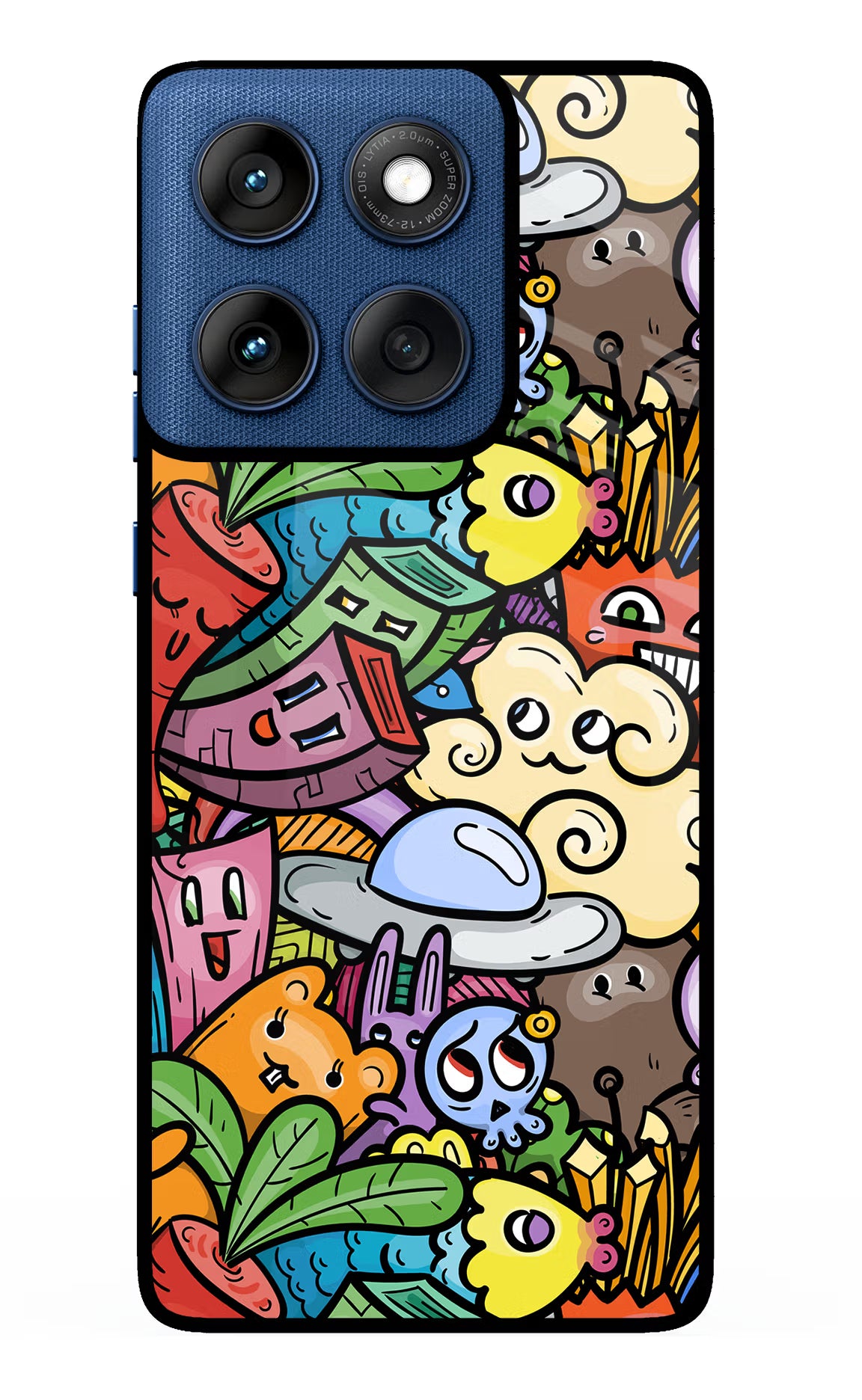 Veggie Doodle Moto Edge 60 Glass Case Back Cover by Casekaro