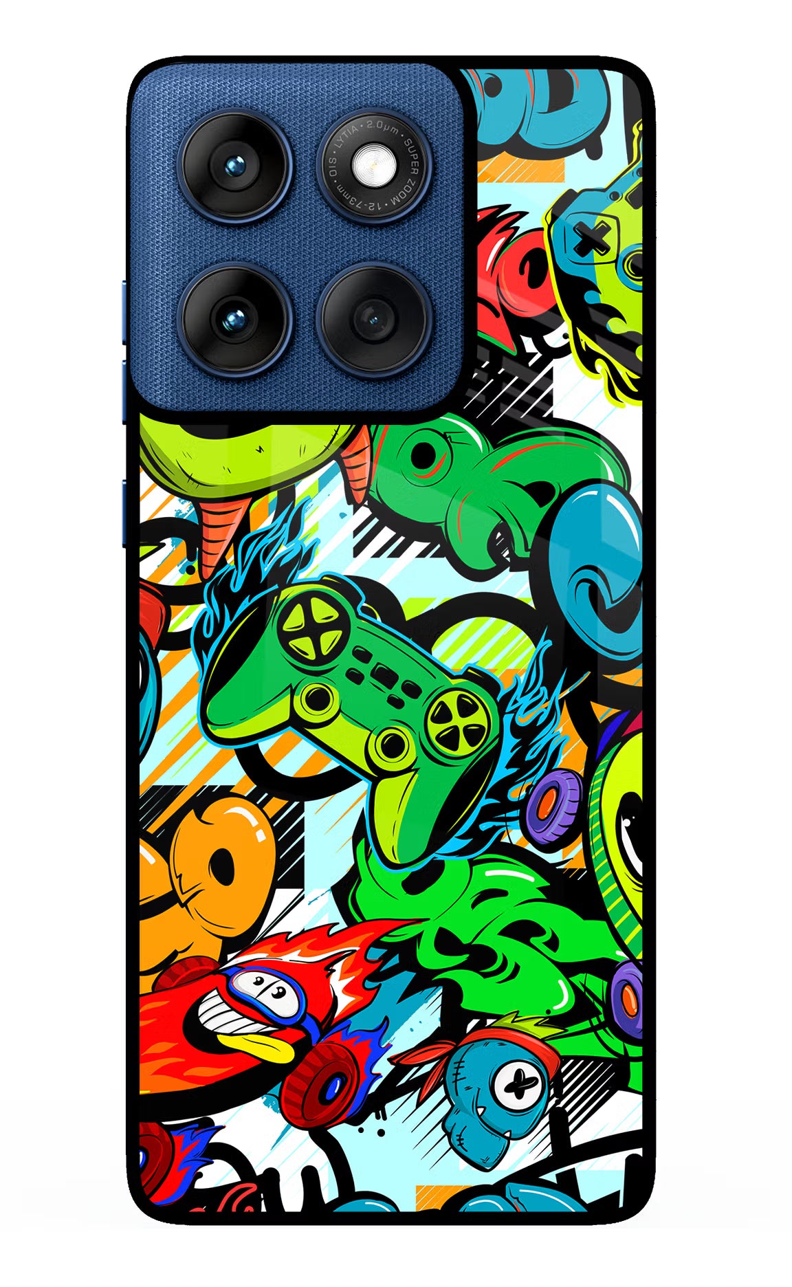 Game Doodle Moto Edge 60 Glass Case Back Cover by Casekaro