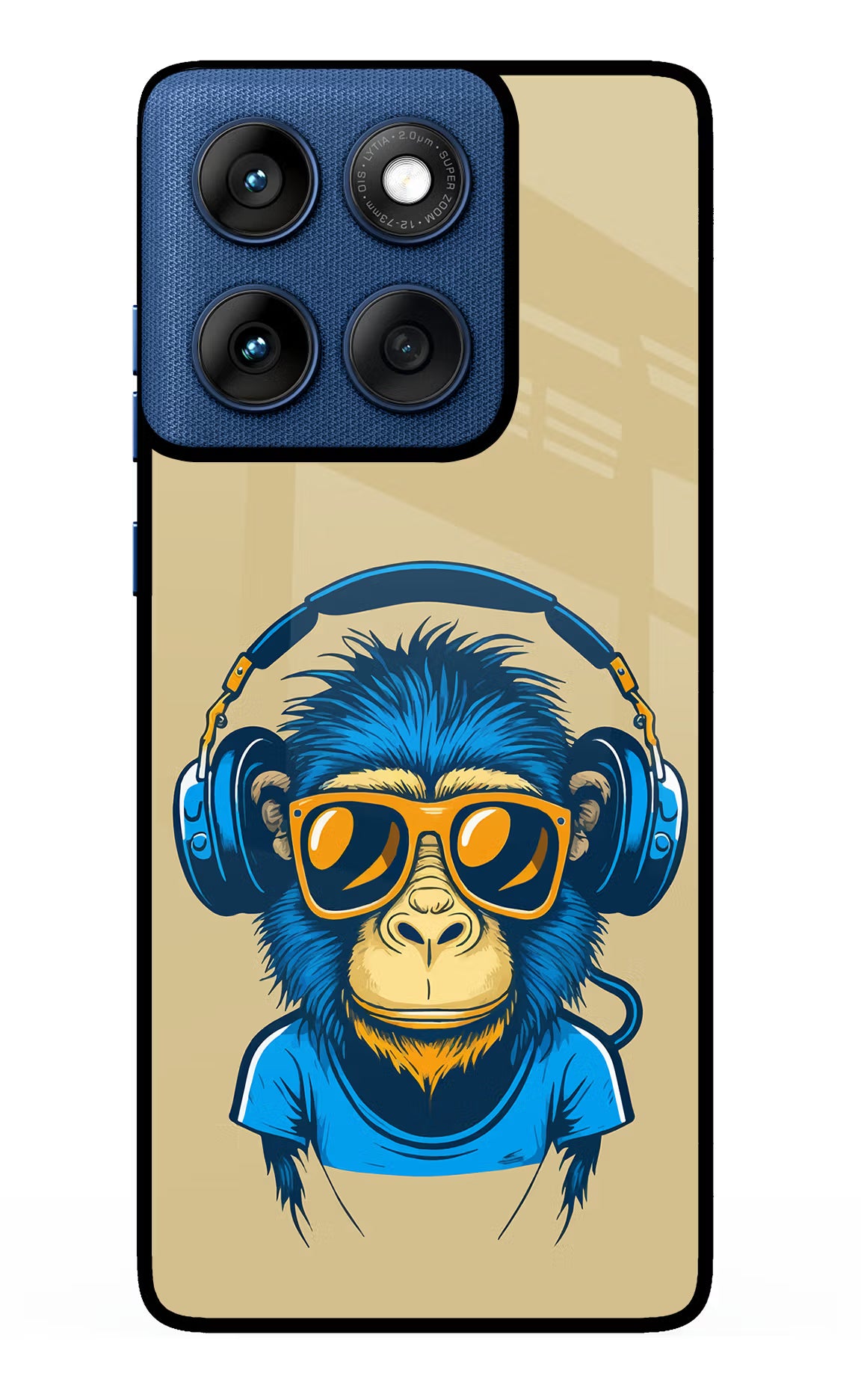Monkey Headphone Moto Edge 60 Glass Case Back Cover by Casekaro