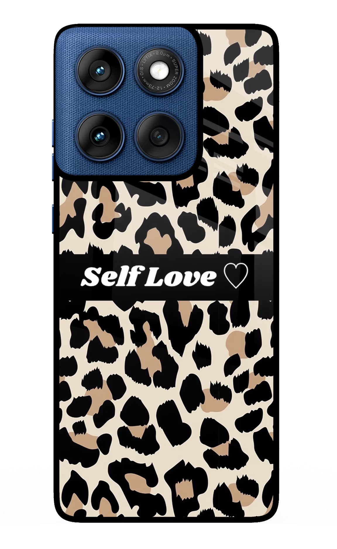 Leopard Print Self Love Moto Edge 60 Glass Case Back Cover by Casekaro