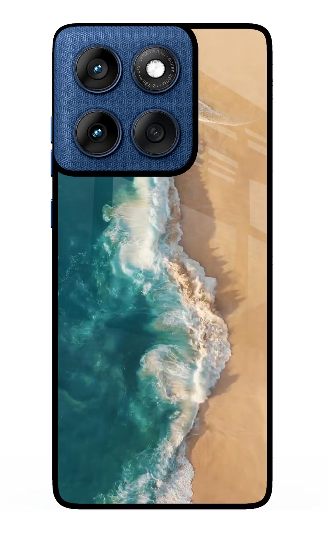 Ocean Beach Moto Edge 60 Glass Case Back Cover by Casekaro