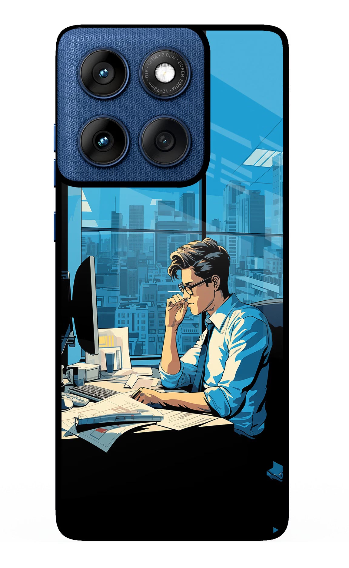 Focused Hustler (AI Generated) Moto Edge 60 Glass Case Back Cover by Casekaro