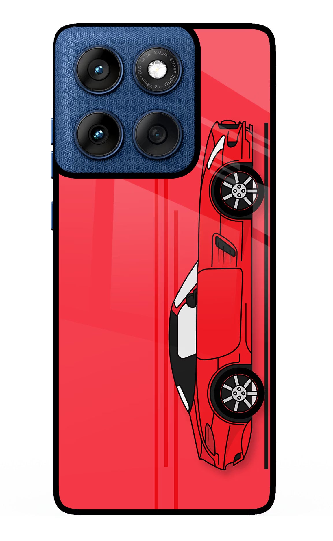 Red Velocity Moto Edge 60 Glass Case Back Cover by Casekaro