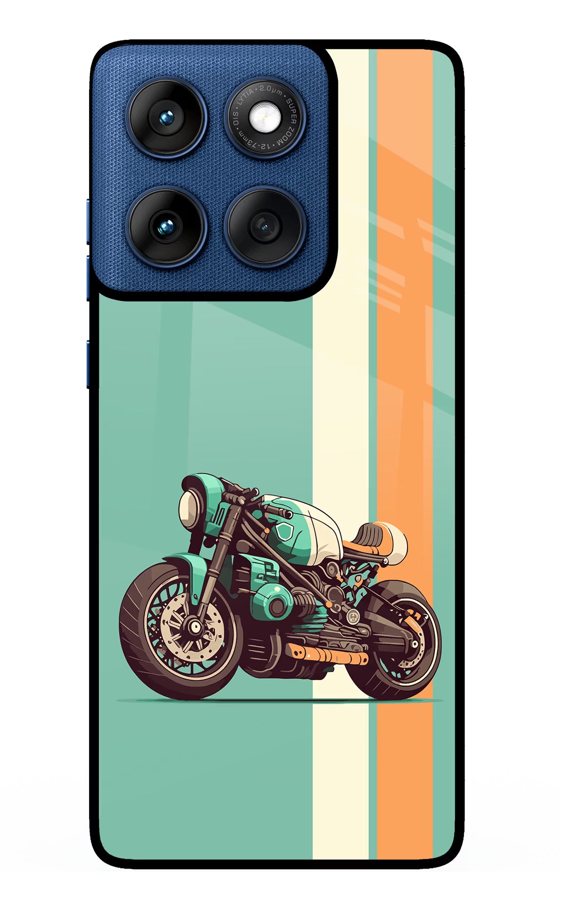 Striped Moto Drift Moto Edge 60 Glass Case Back Cover by Casekaro