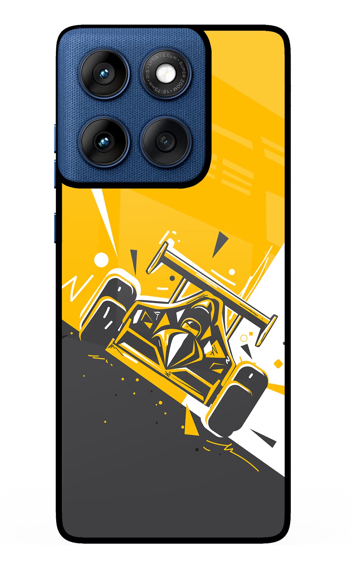 Track King Moto Edge 60 Glass Case Back Cover by Casekaro