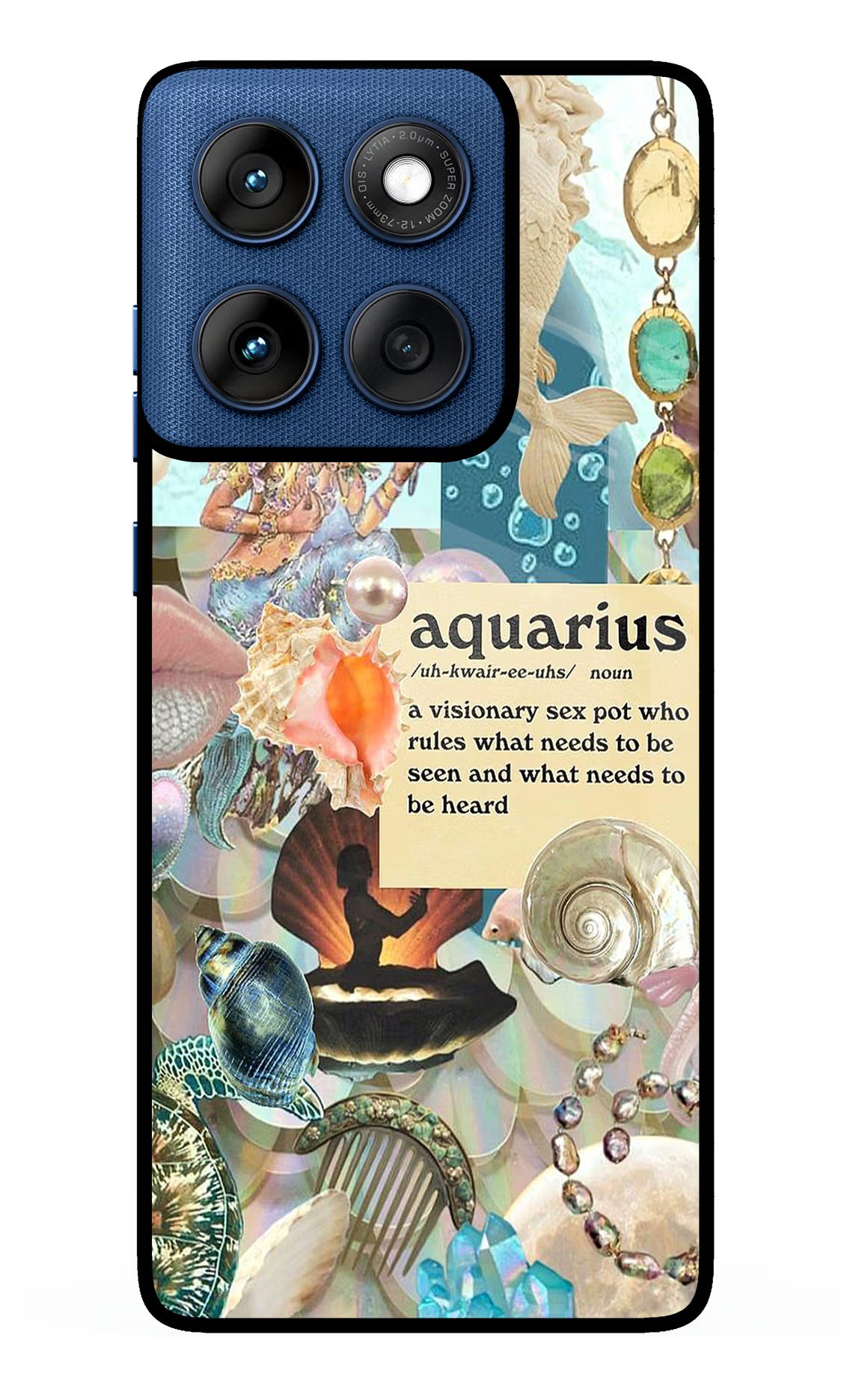 Aquarius Zodiac Moto Edge 60 Glass Case Back Cover by Casekaro