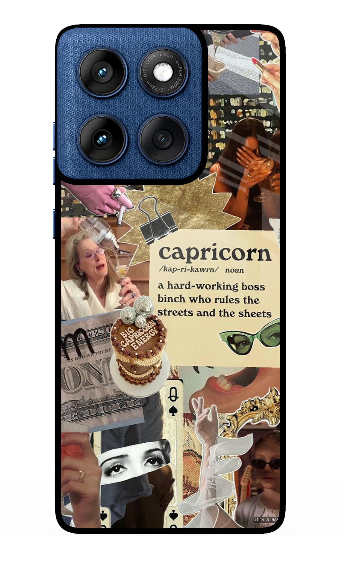 Capricorn Zodiac Moto Edge 60 Glass Case Back Cover by Casekaro