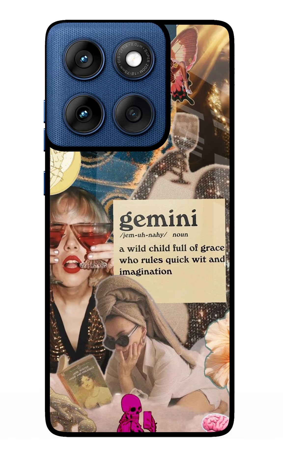 Gemini Zodiac Moto Edge 60 Glass Case Back Cover by Casekaro