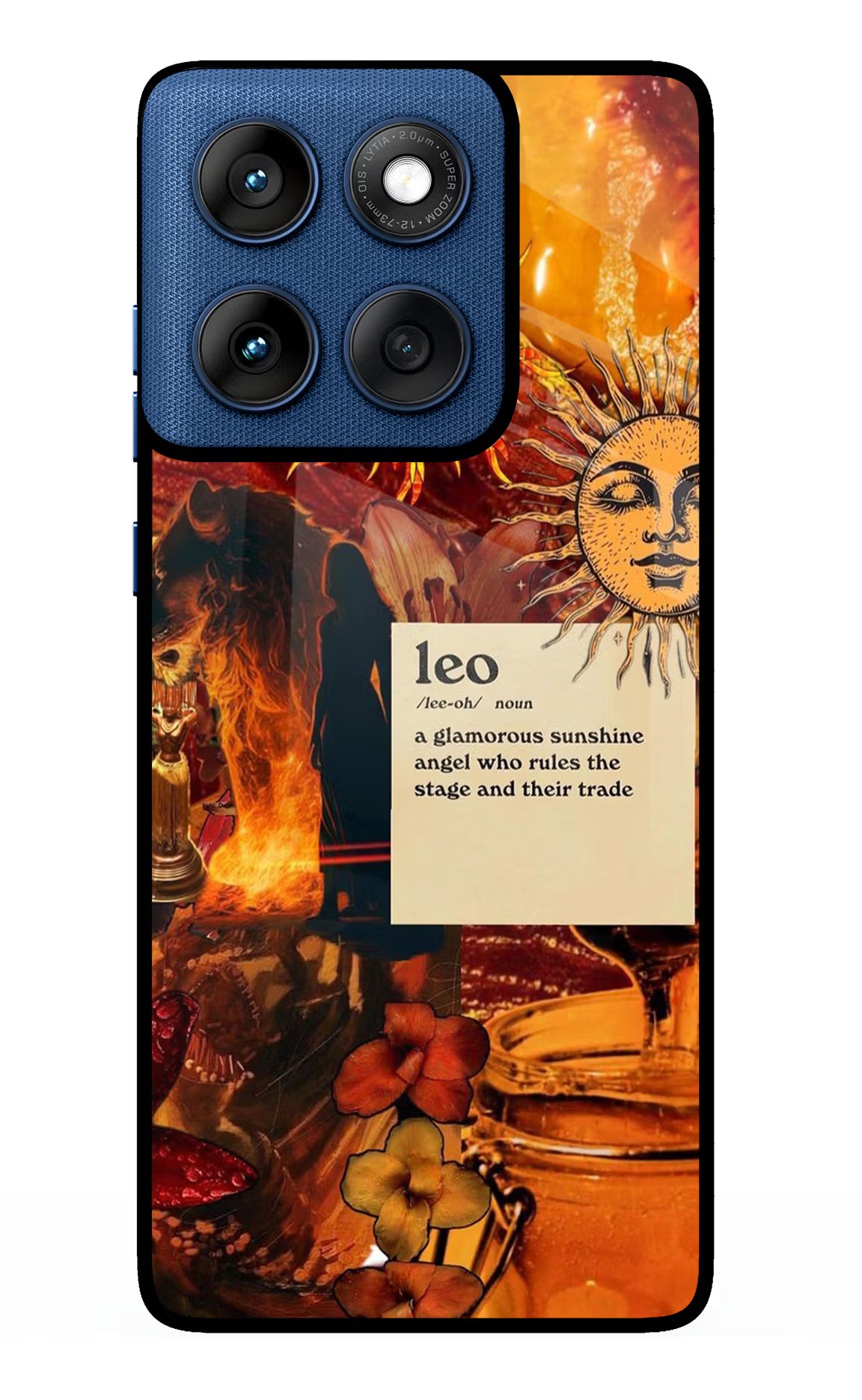 Leo Zodiac Moto Edge 60 Glass Case Back Cover by Casekaro