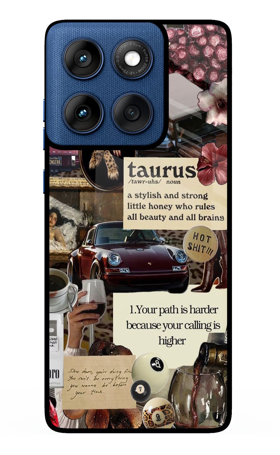 Taurus Zodiac Moto Edge 60 Glass Case Back Cover by Casekaro