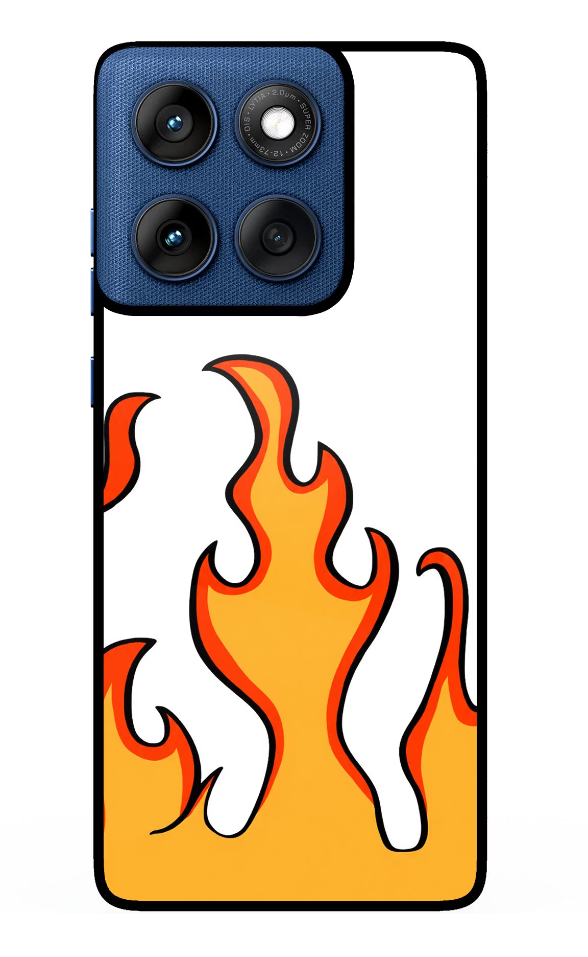 Fired Up – White Moto Edge 60 Glass Case Back Cover by Casekaro