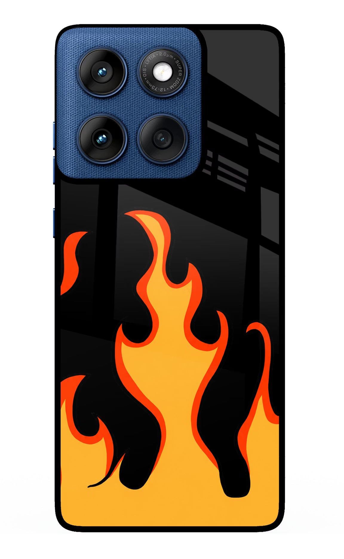 Fired Up – Black Moto Edge 60 Glass Case Back Cover by Casekaro