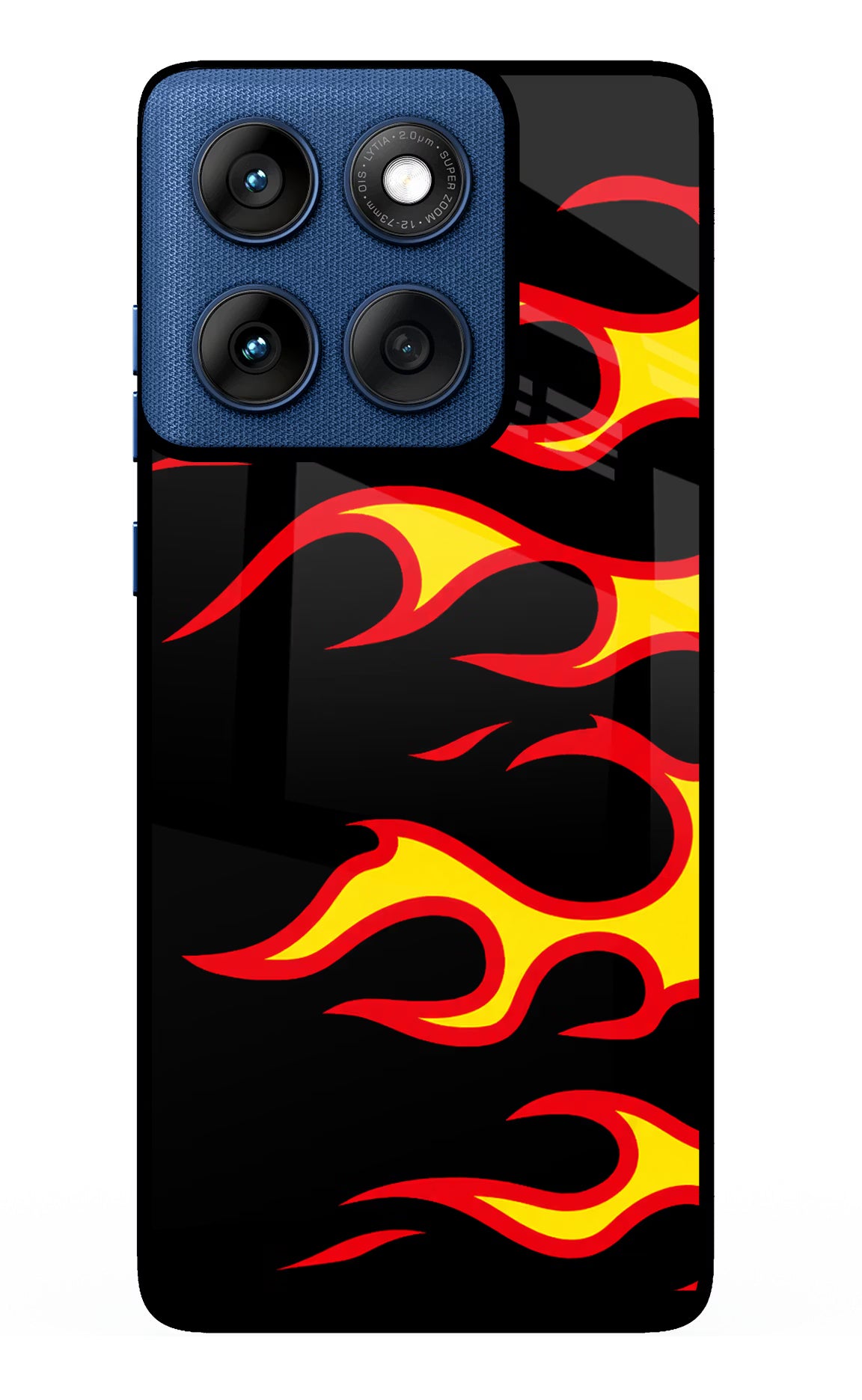 Side Sweep Flames Moto Edge 60 Glass Case Back Cover by Casekaro