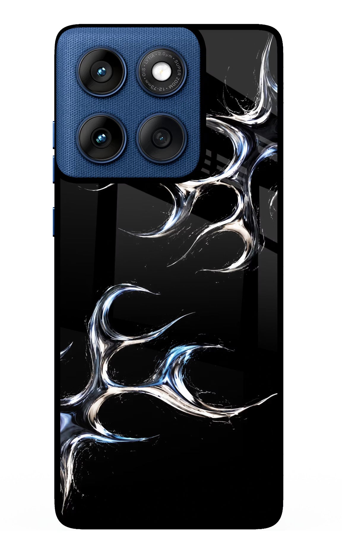 Chrome Tribal Moto Edge 60 Glass Case Back Cover by Casekaro