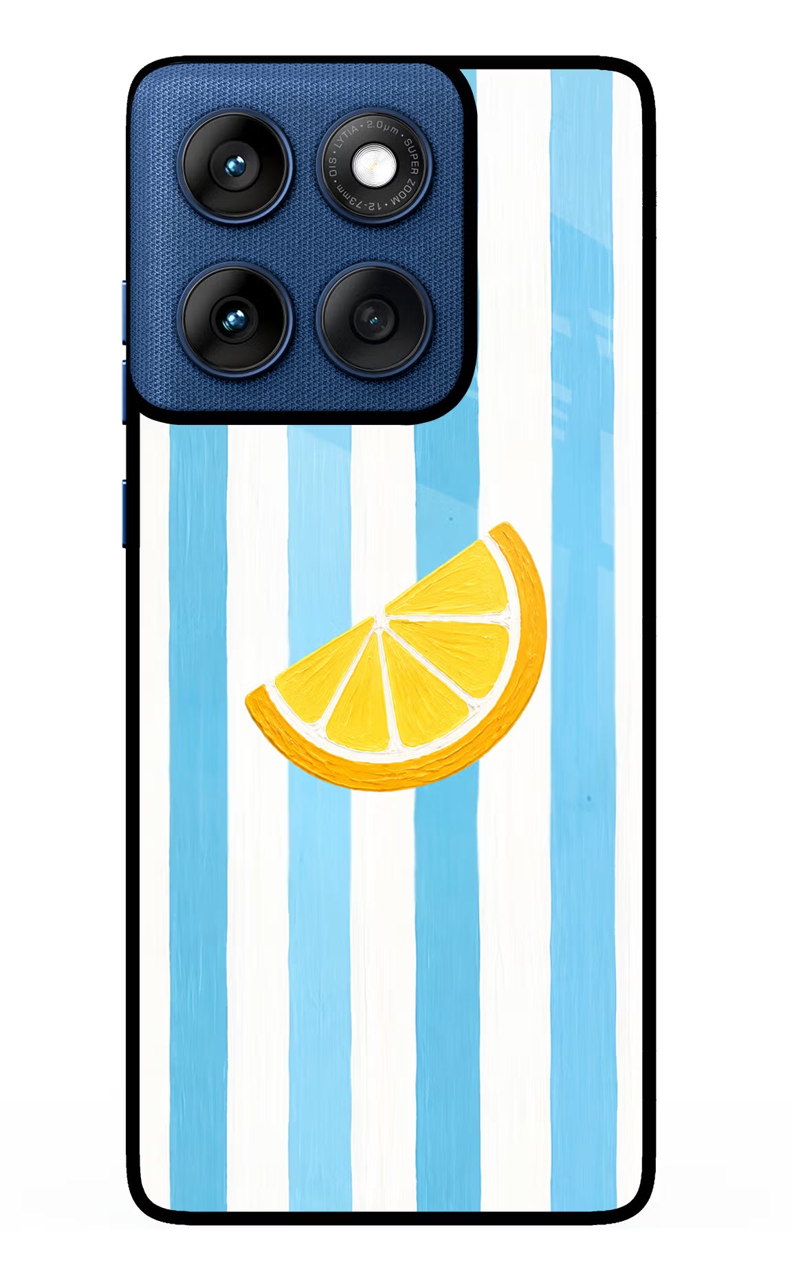 Summer Lemon Moto Edge 60 Glass Case Back Cover by Casekaro