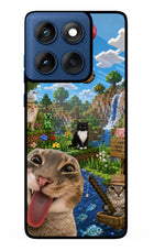 Minecraft Cat Chaos Moto Edge 60 Glass Case