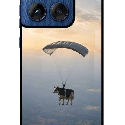 Skydiving Cow Moto Edge 60 Glass Case