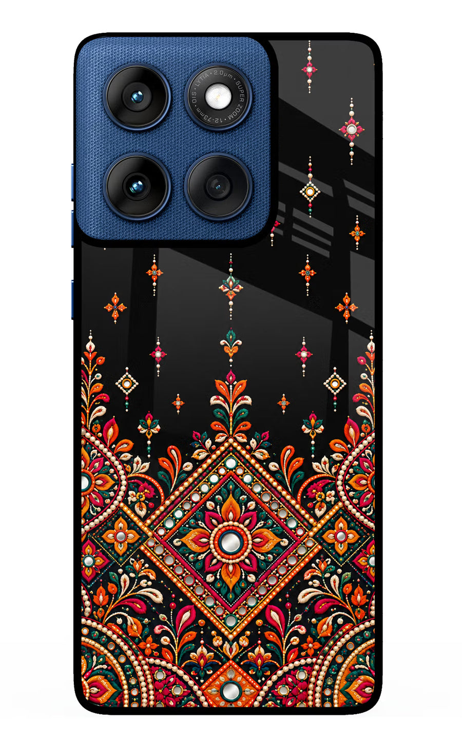 Noir Mehfil Moto Edge 60 Back Cover, Glass case