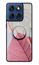 White Pink Leaf Moto Edge 60 Pop Case by Casekaro