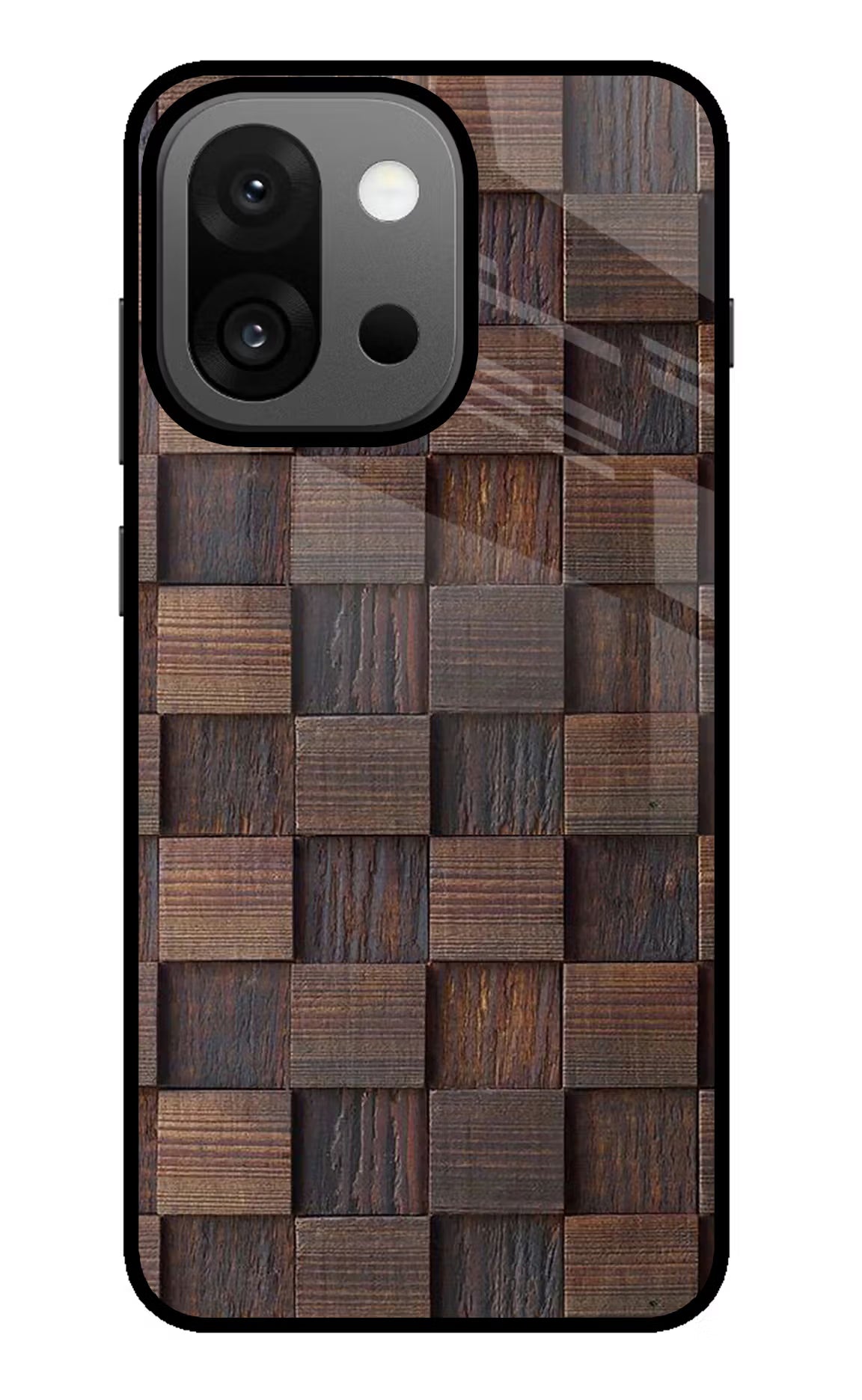 Wooden Cube Design OnePlus 13s Glass Case Back Cover by Casekaro