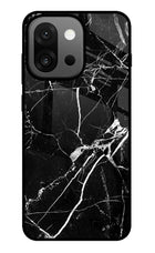 Black Marble Pattern OnePlus 13s Glass Case