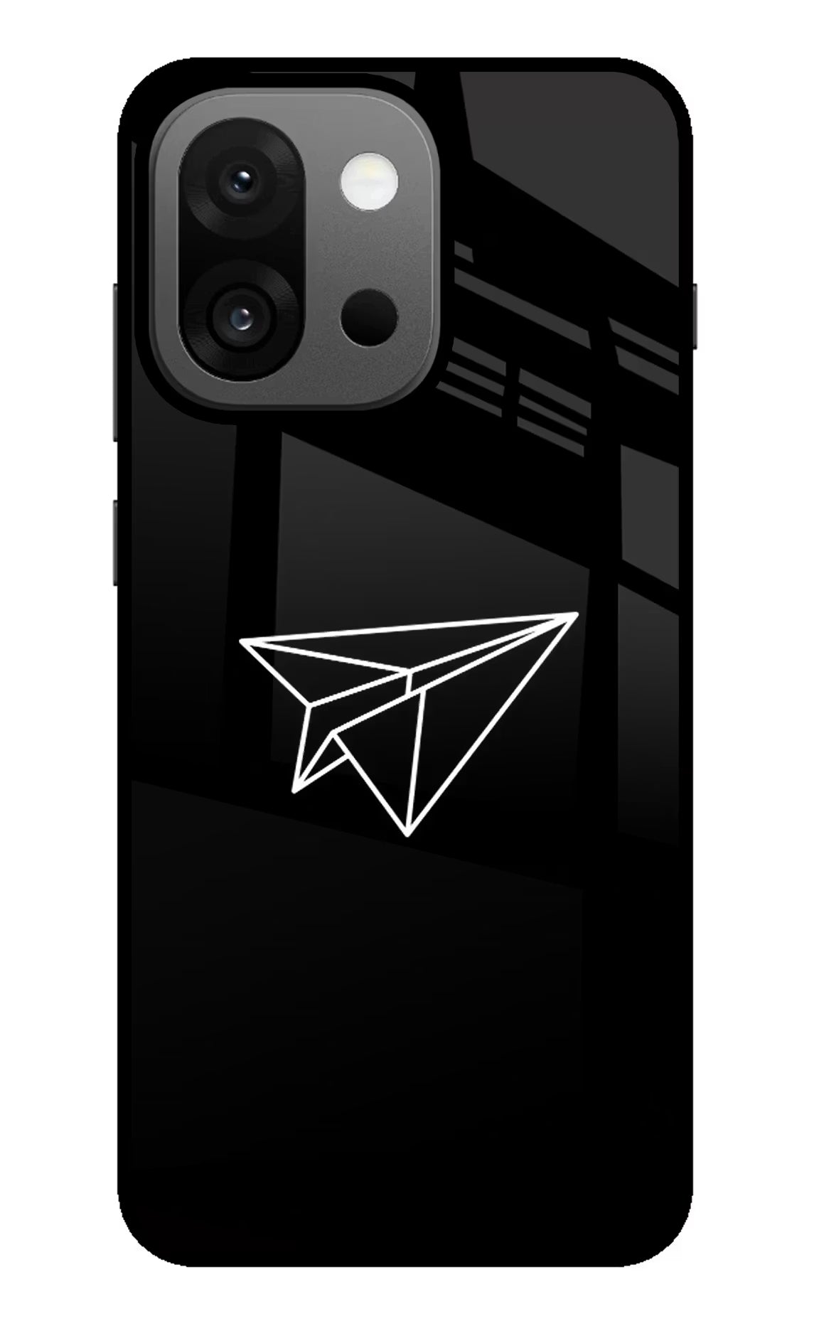 Paper Plane White OnePlus 13s Glass Case Back Cover by Casekaro