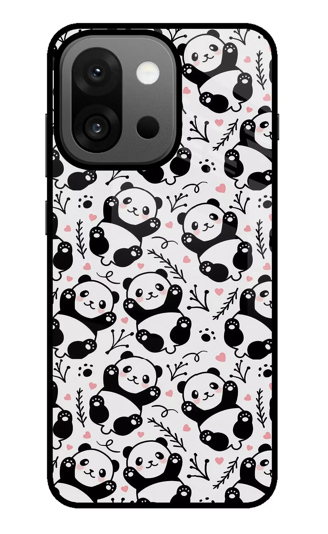 Cute Panda OnePlus 13s Glass Case Back Cover by Casekaro